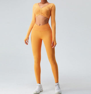 Empress Seamless Gym Set - Leggings + Top Sets Starlethics Yellow Orange S 